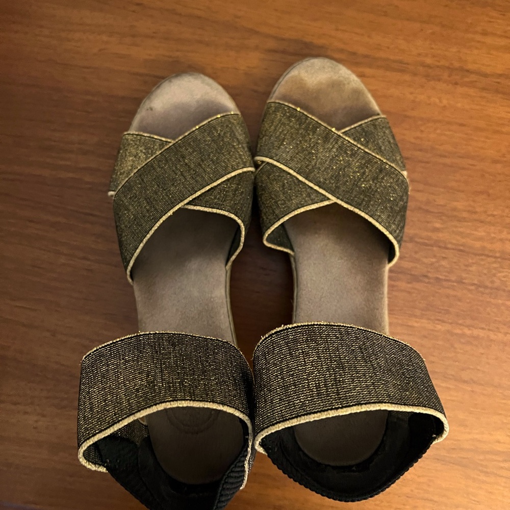 Gold wedge sandals